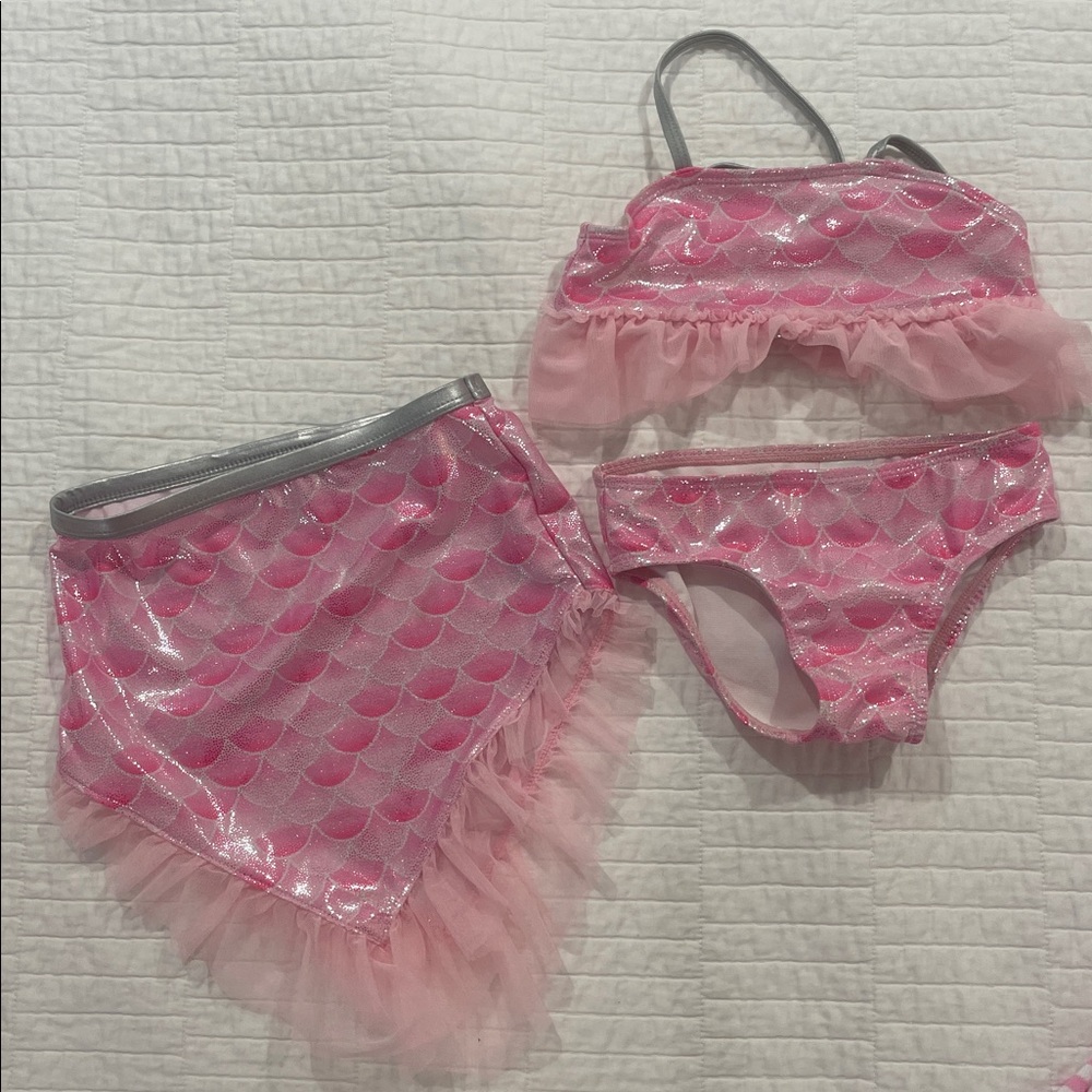 Wonder Nation Pink and Silver Mermaid Bikini Set